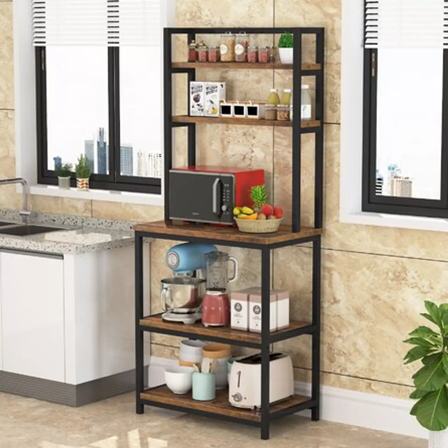 Kitchen Storage Unit Metal & MDF - SIN040 hover image