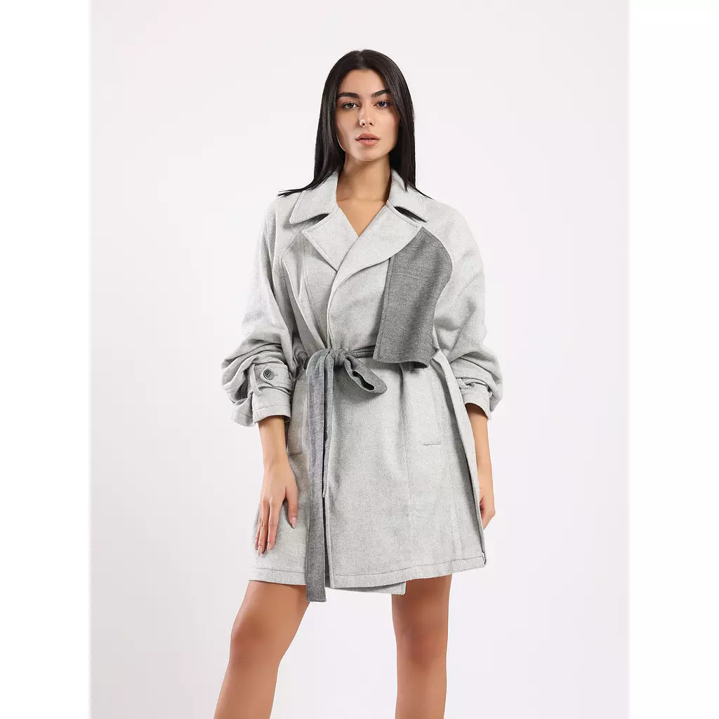 The 2 tones ice grey SOPHIA trench coat   