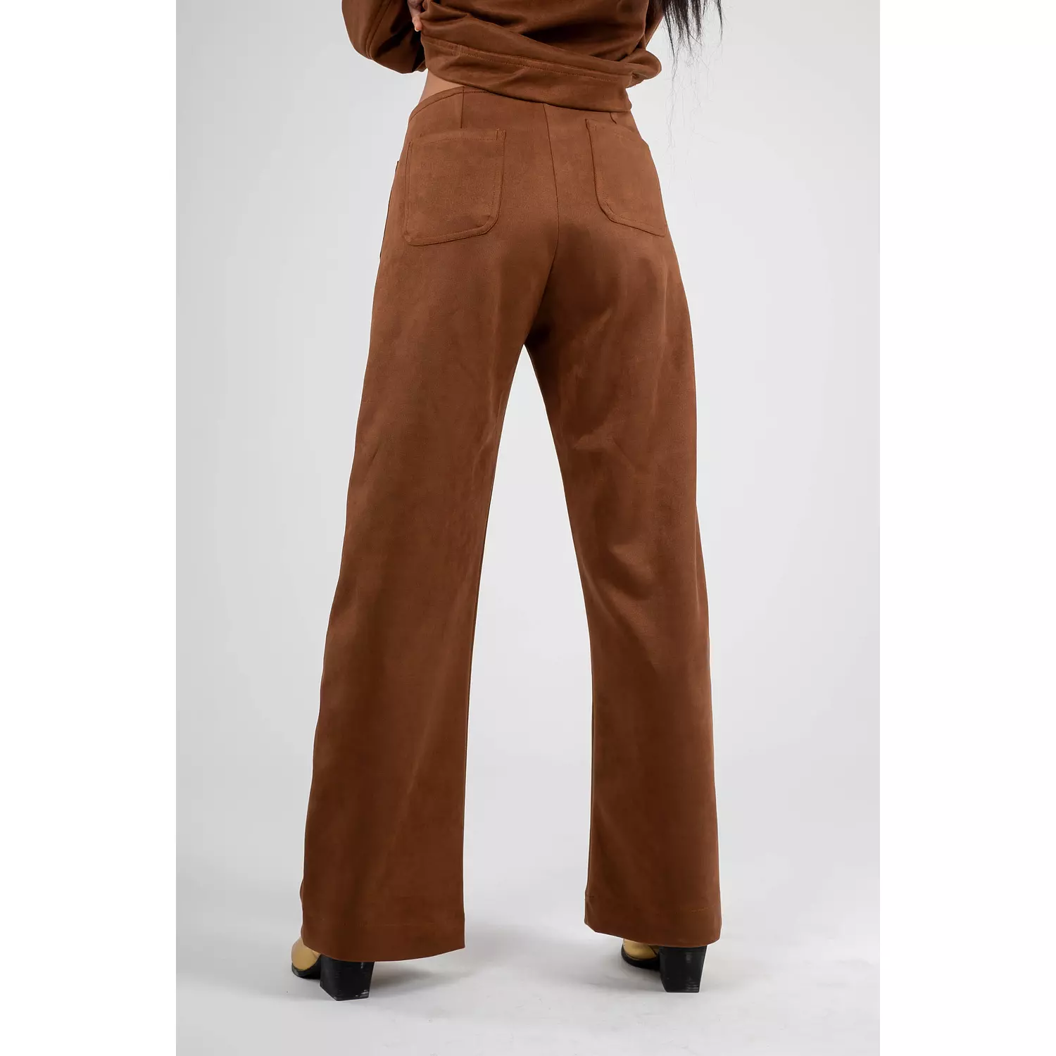 Luxe Suede Straight-Leg High-Waist Pants 2