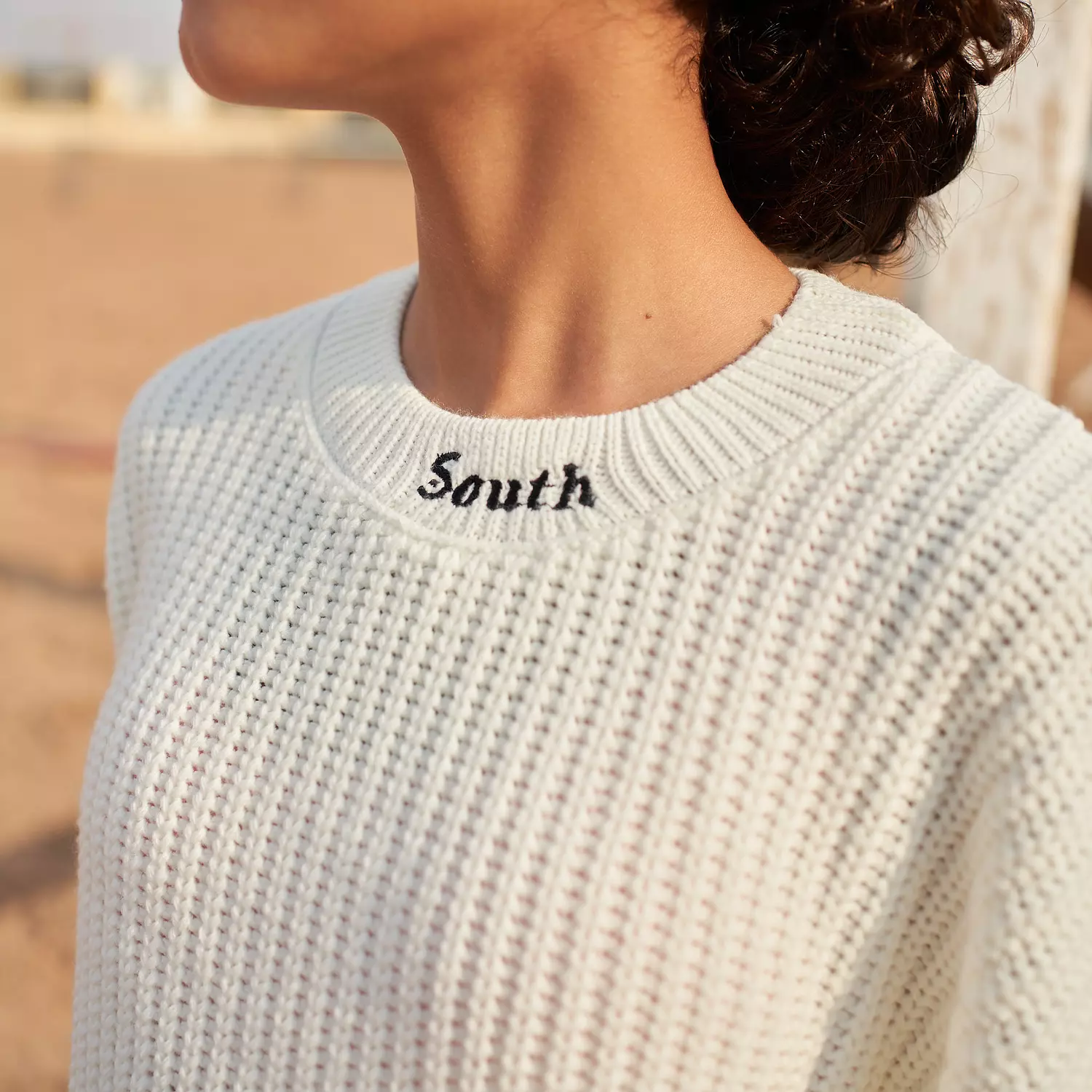 SOUTH unisex off-white embroidered knitted Wool Pullover hover image