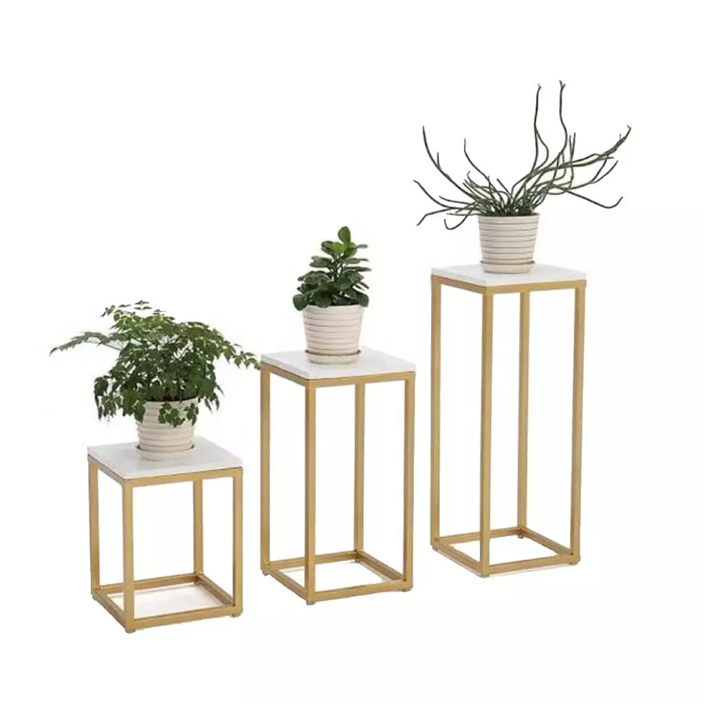 3 Metal Side Table - Metal - Marble