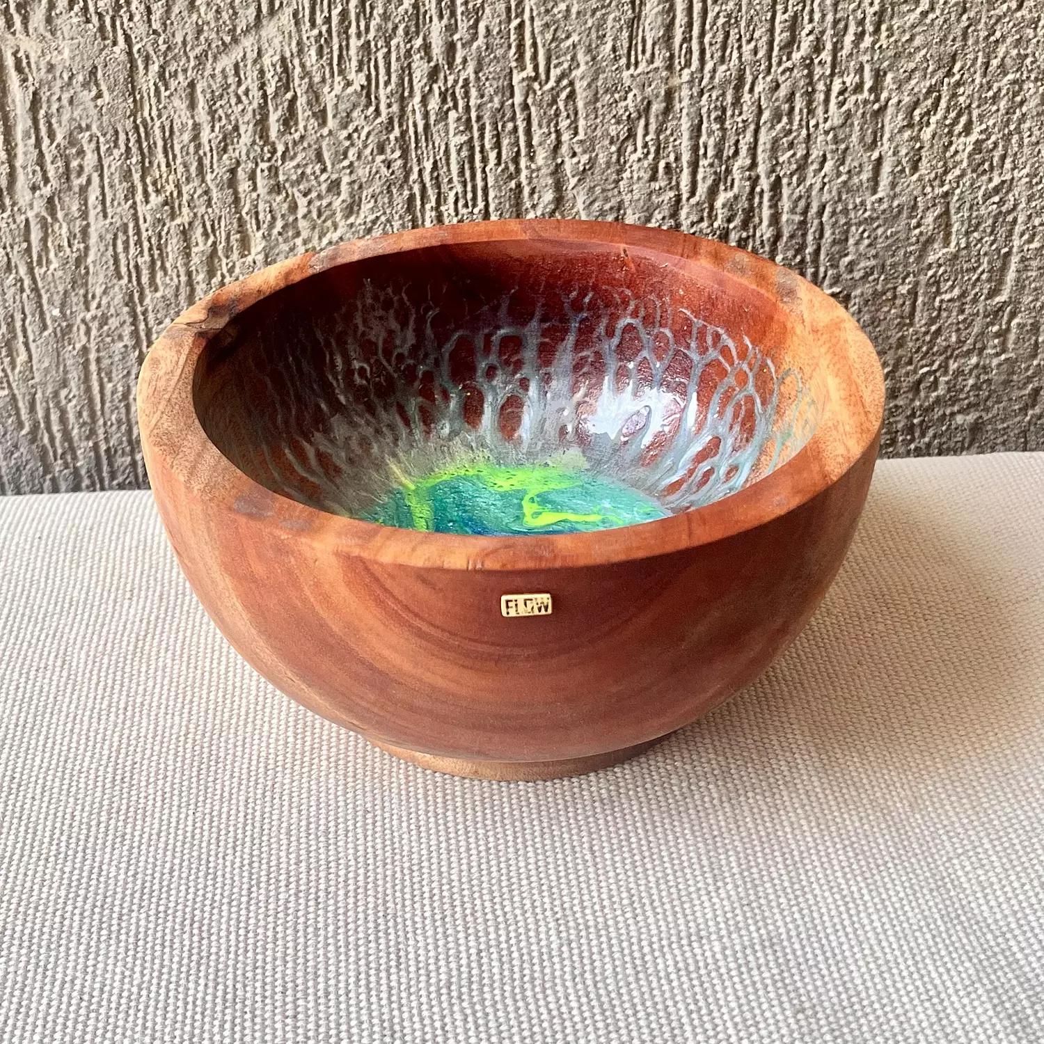 Turquoise Wooden Bowl hover image