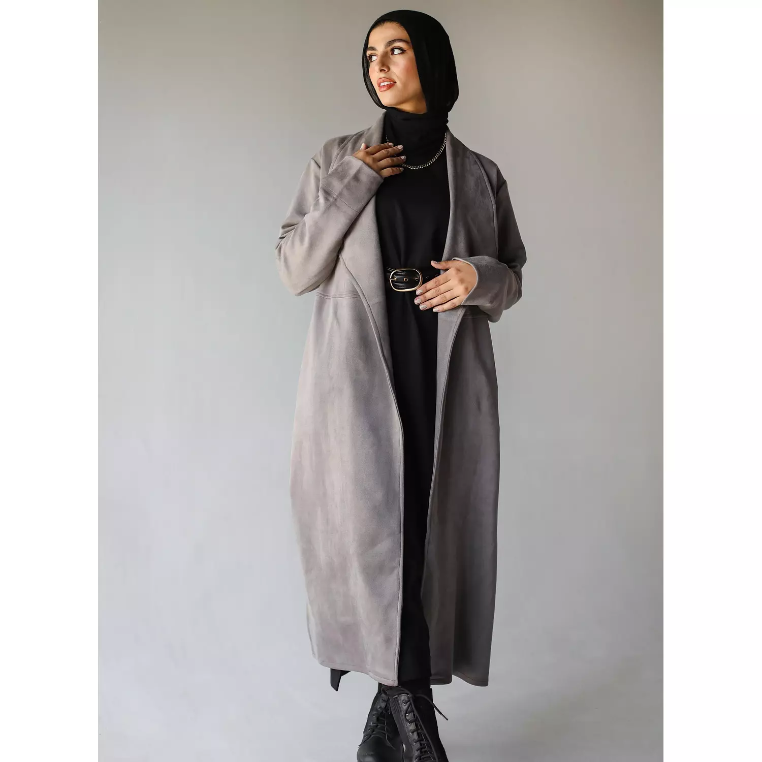 Suede Coat in Gray hover image