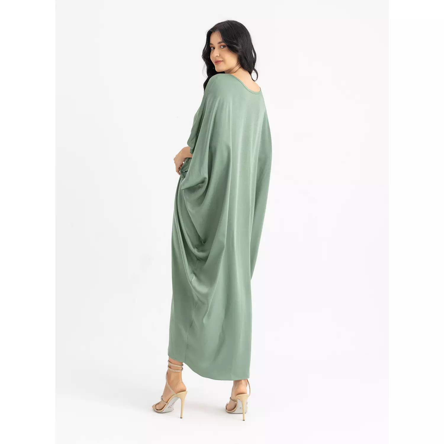 The KAMILIA gathered satin kaftan  1