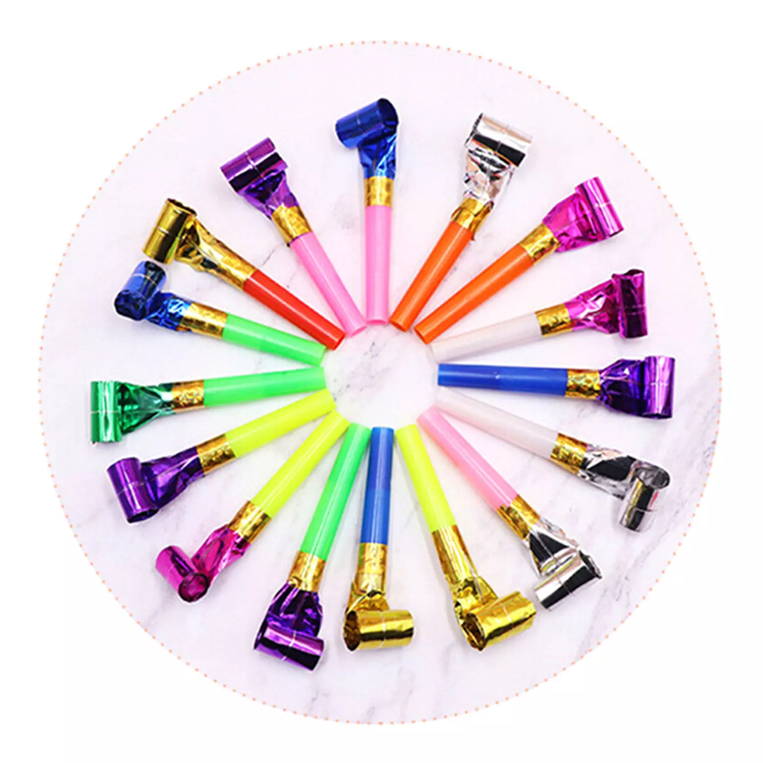 6pcs Beep for Parties and Birthdays , Multicolor Paper Blowers Blowouts Whistles Birthday Noisemaker Kids Toy Party Supplies  hover image