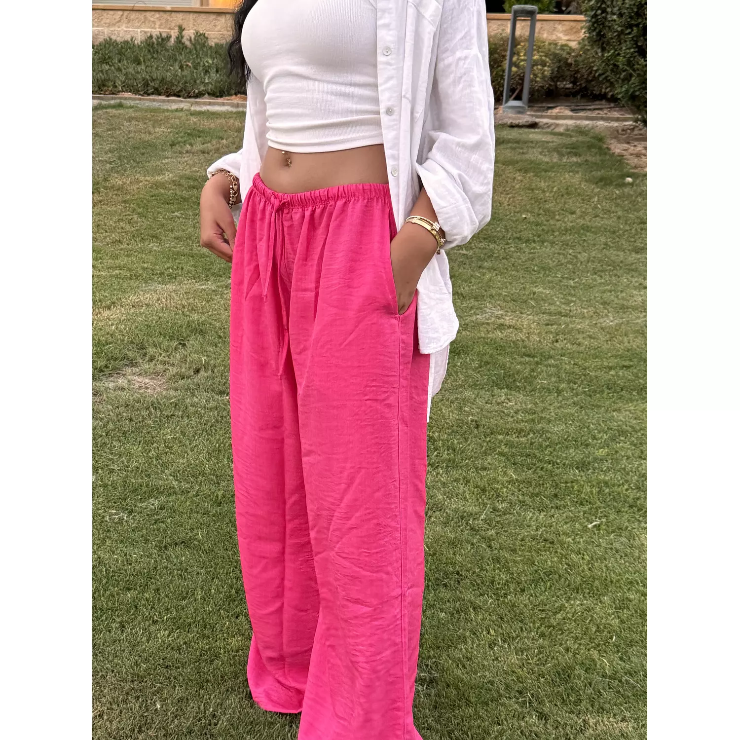 Hot Pink linen pants   1