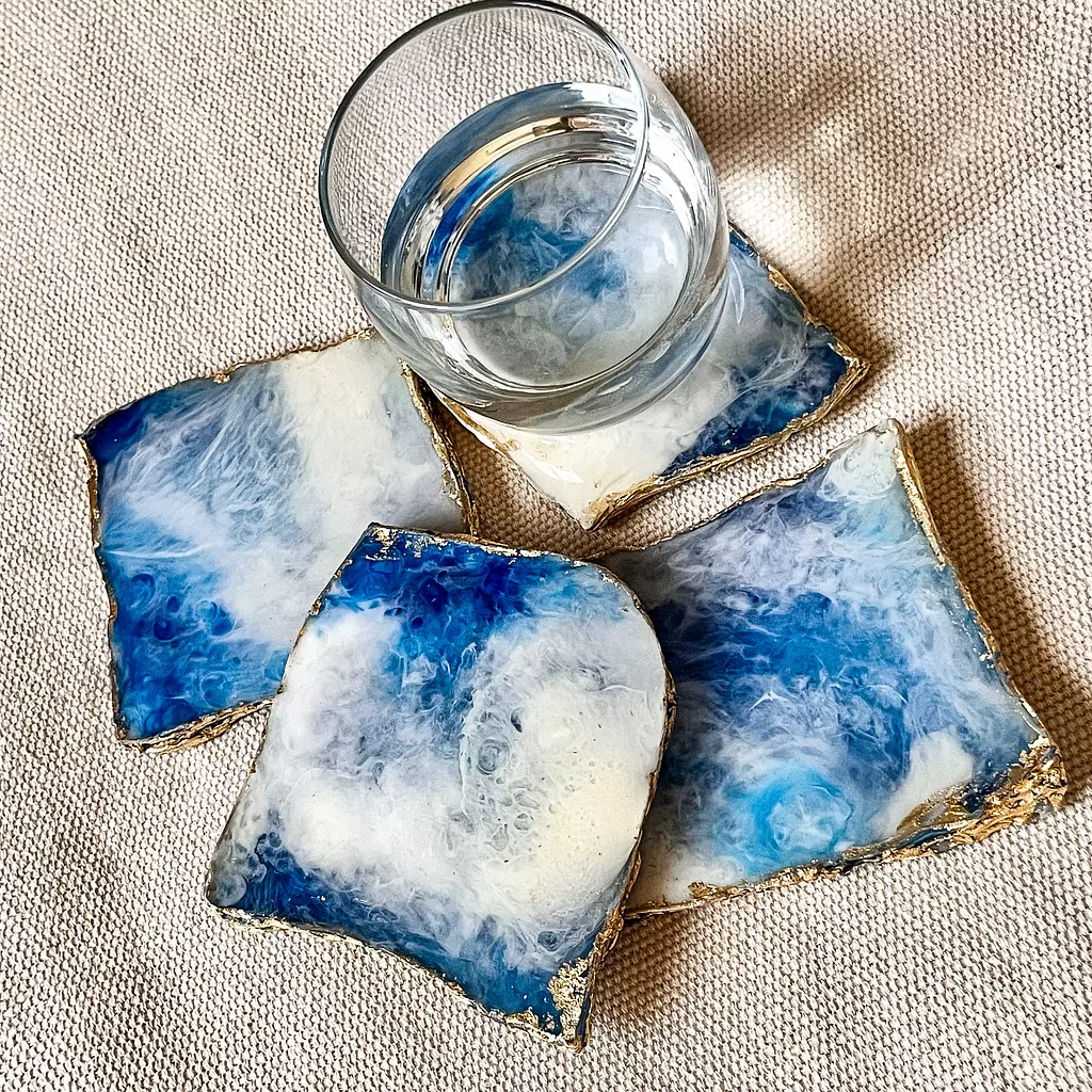 Blue & White square coasters