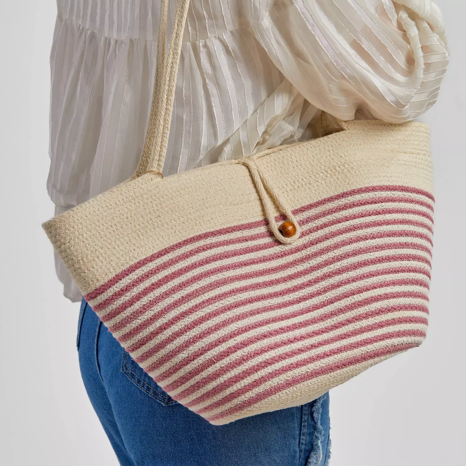 Shoulder Bag - Pink Striped-2nd-img