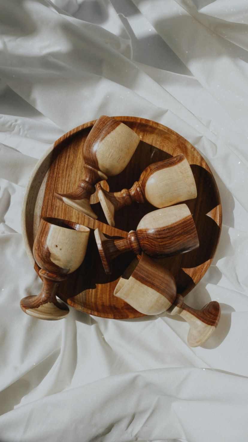 Raw wooden cups hover image