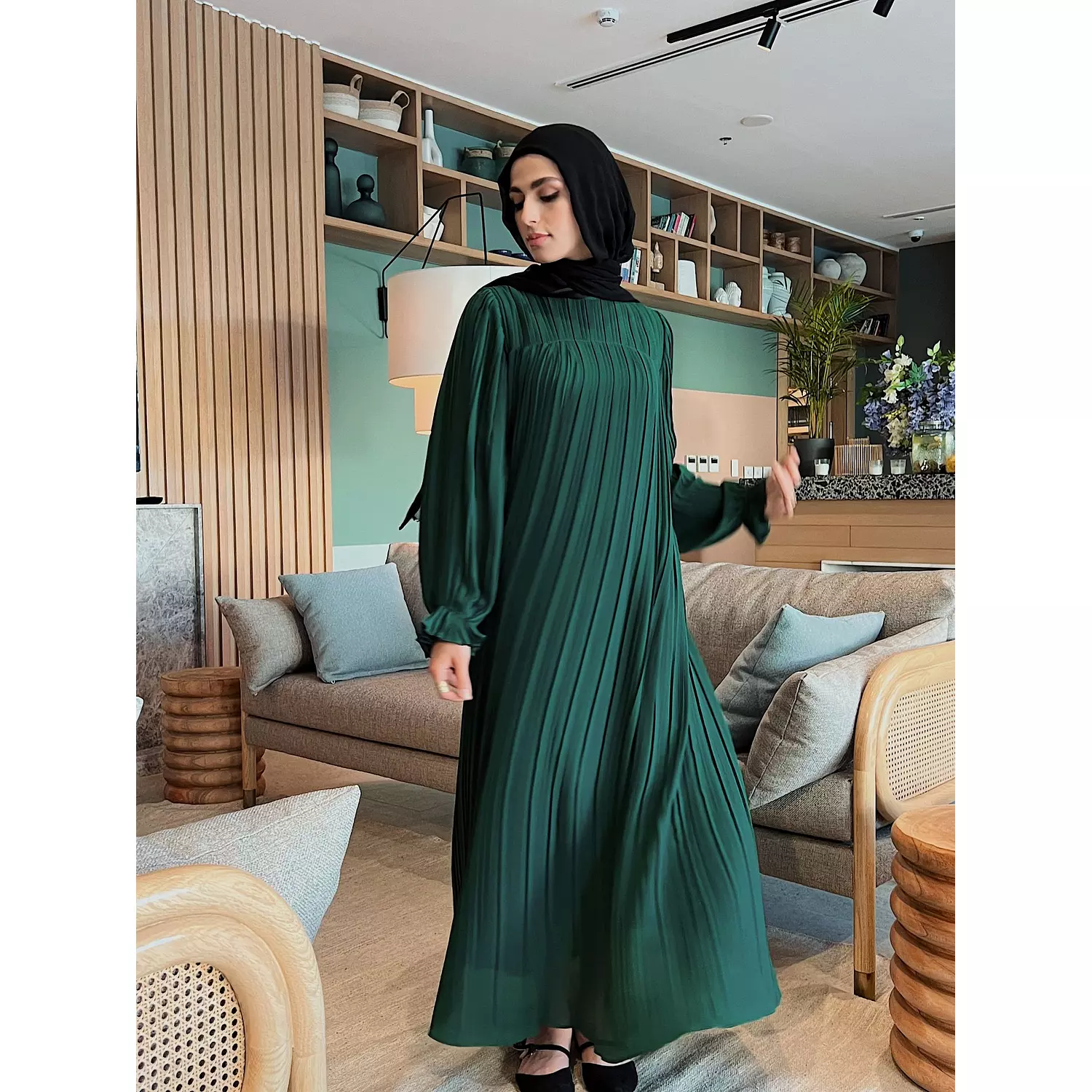 Green Pleated Dress 3