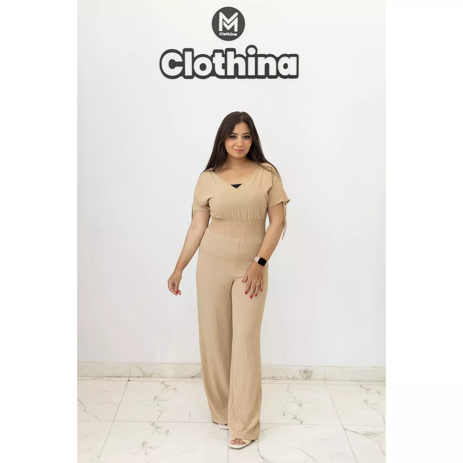 Plain Beige Jumpsuit  2