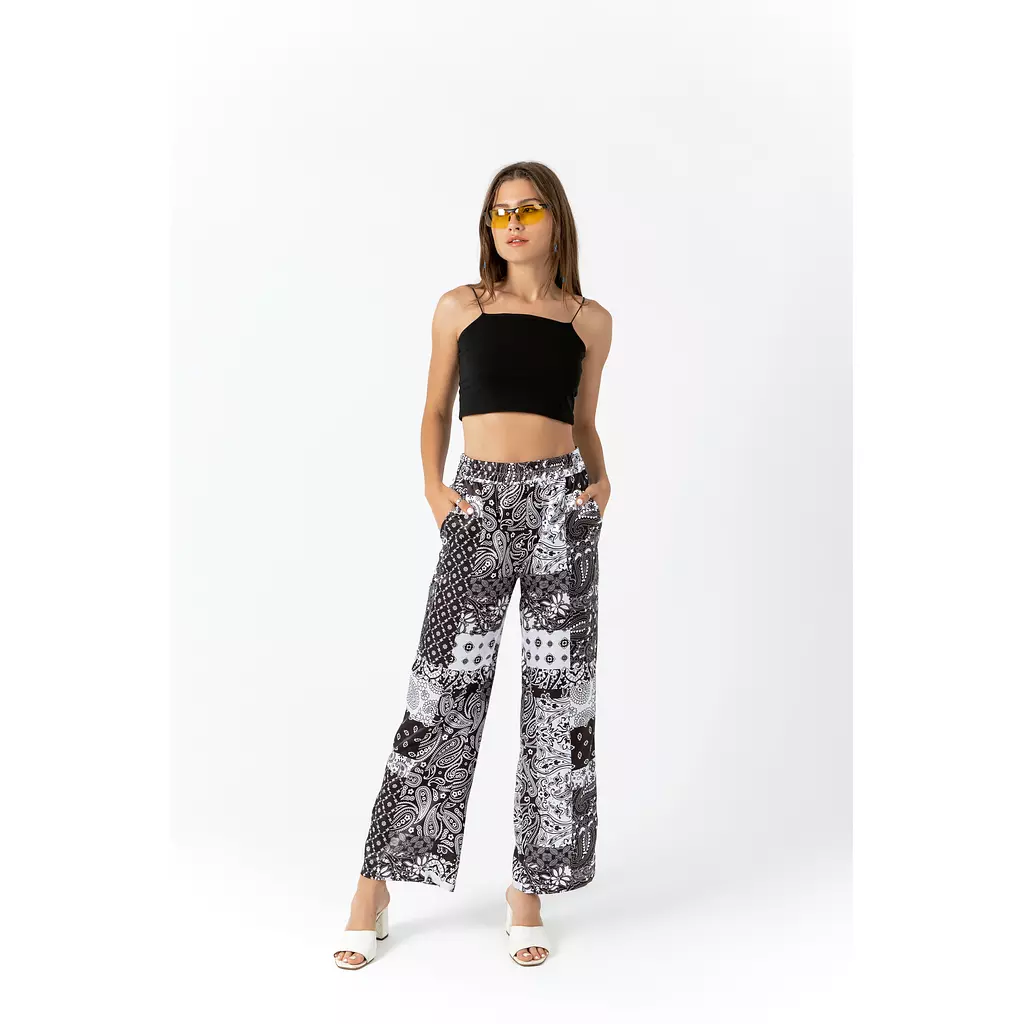 ELASTIC WAIST PRINTED PANTS