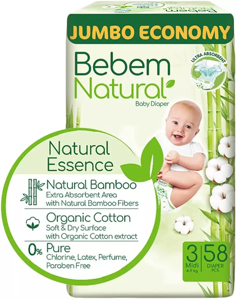 Bebem Natural Diapers - Size 3 Mini - 58 pcs 