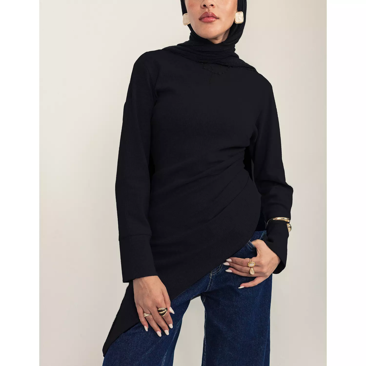 Asymmetric Tunic in Black hover image