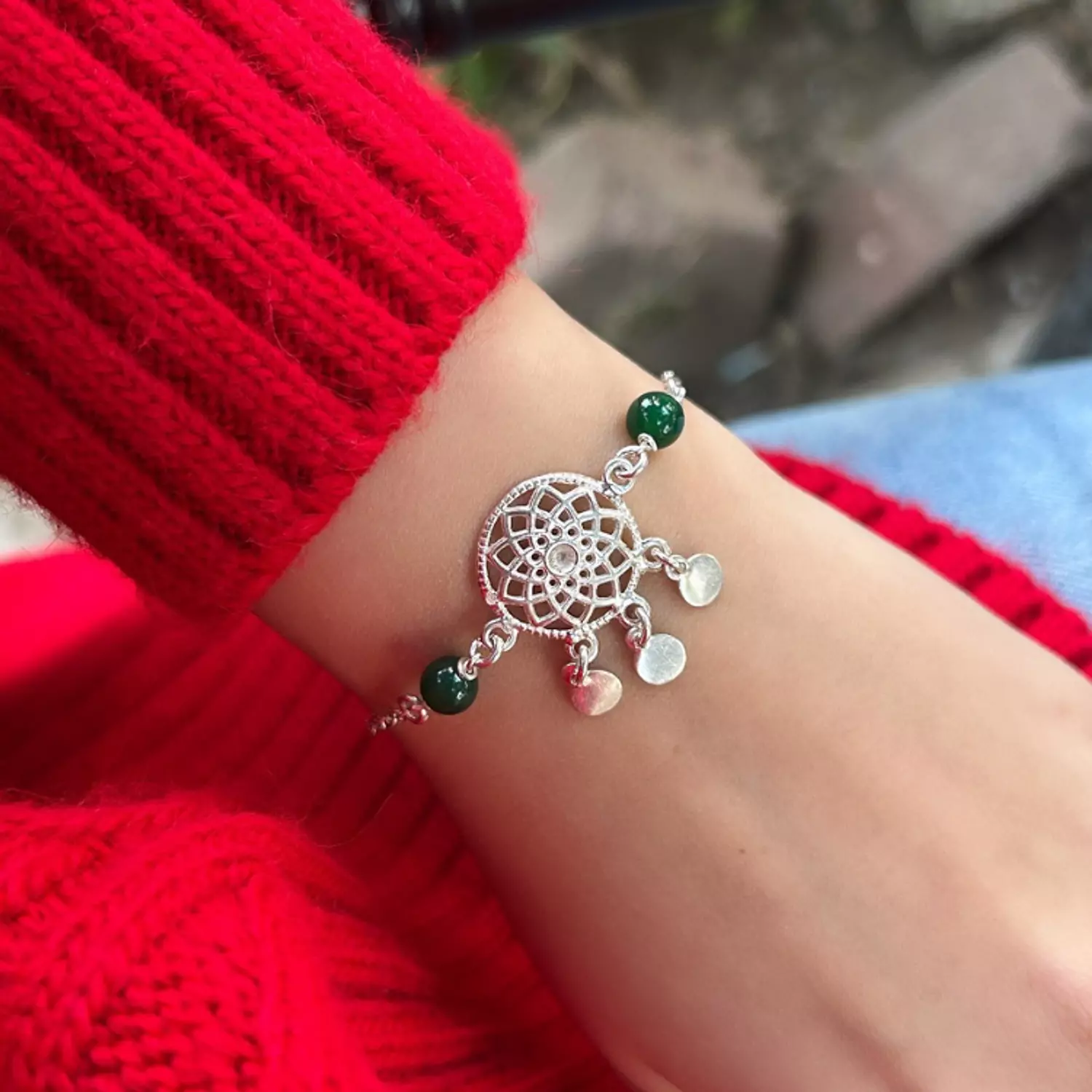 Green dream catcher bracelet  hover image