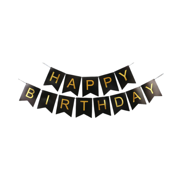 Black Happy Birthday Garland