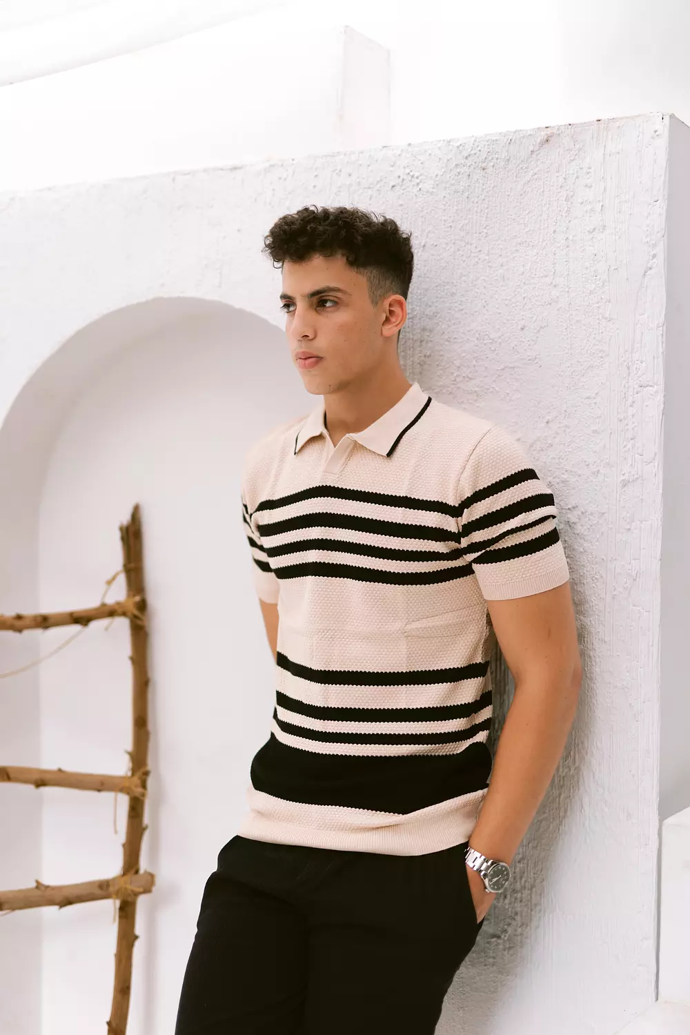 The Racing Stripe Polo * Beige&Black* hover image