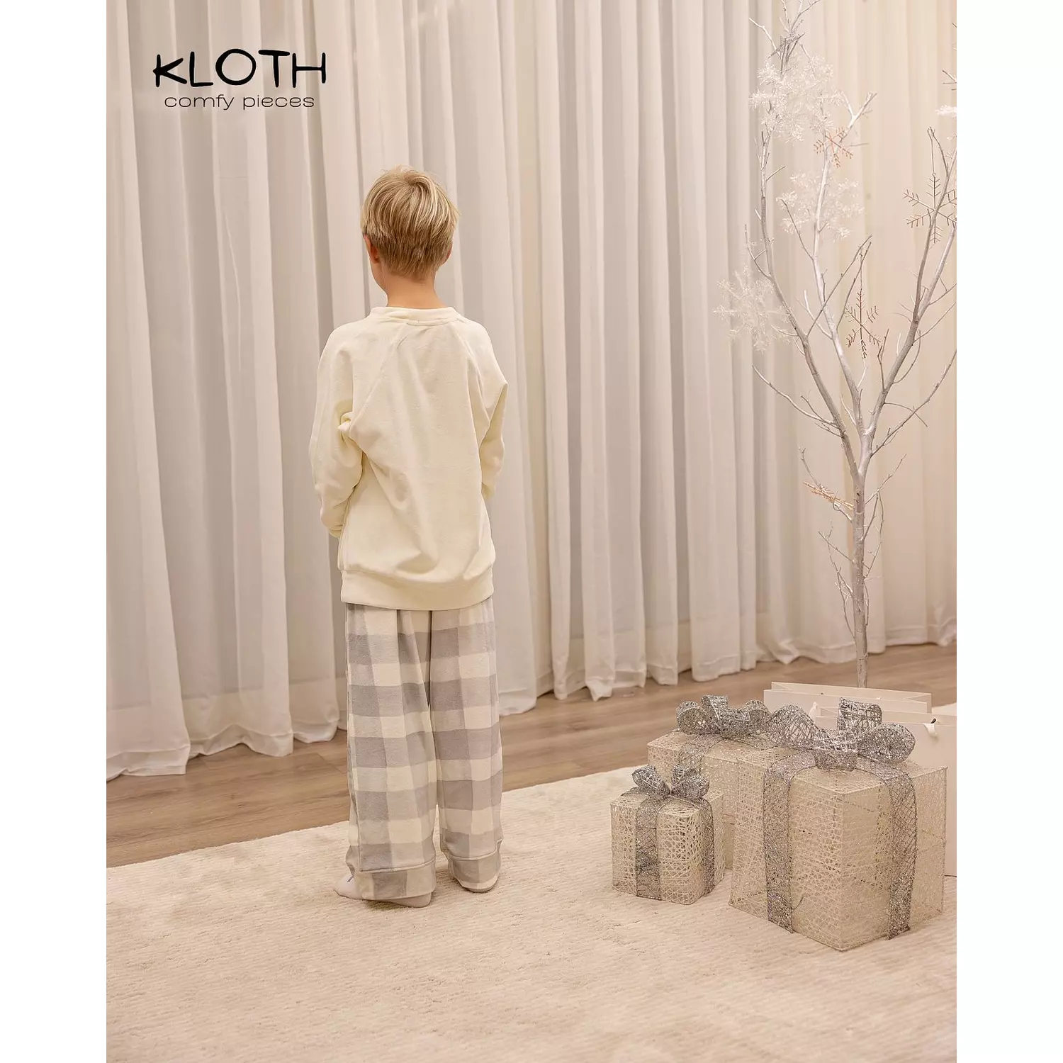 CHRISTMAS PAJAMAS FOR THE FAMILY (WHITE & GREY PLAID PANTS) 8