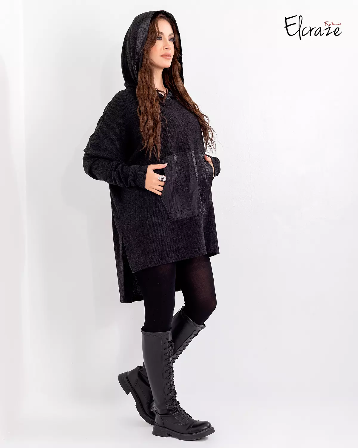 woolen black  hoodie  2