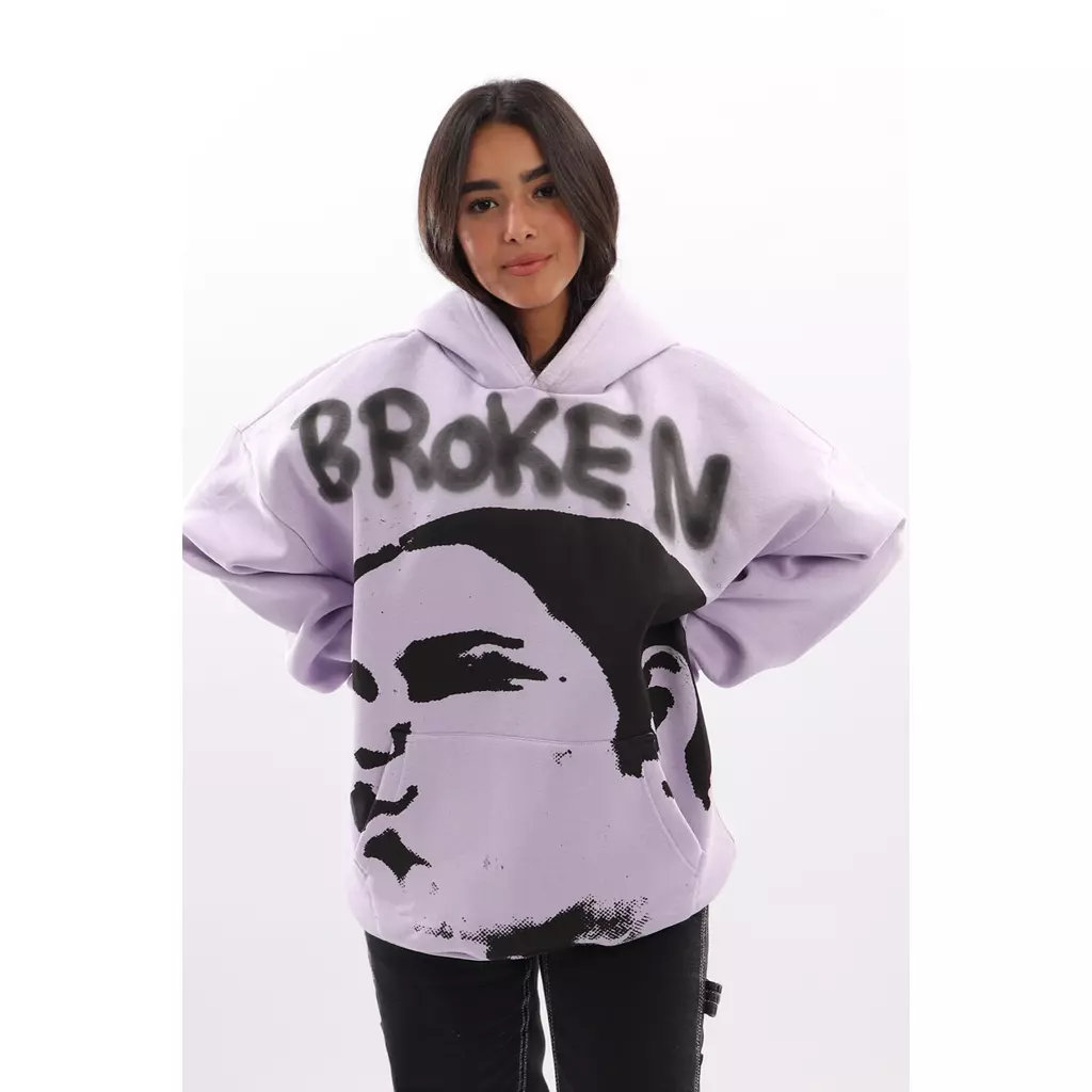 broken glass hoodie in lavender