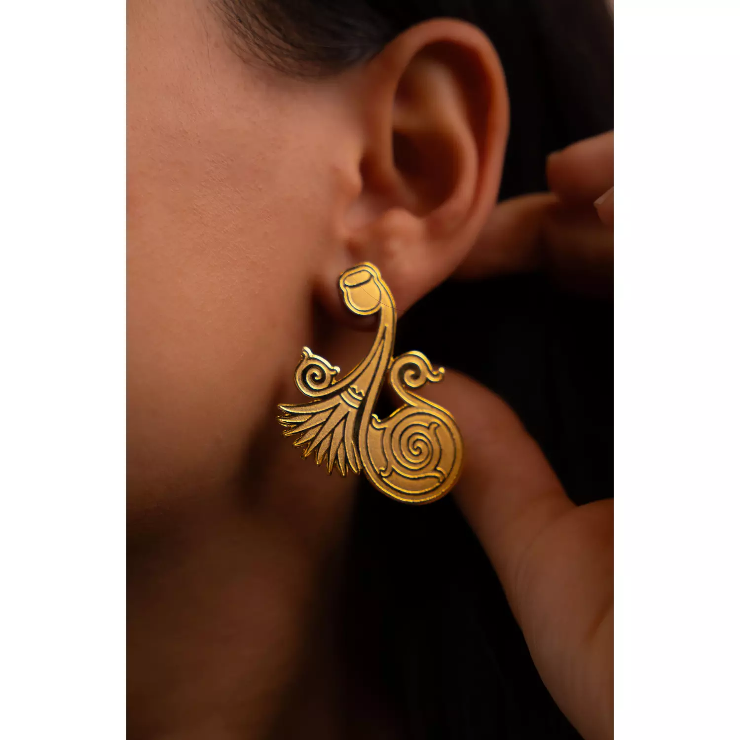 Golden Spiral Earrings hover image