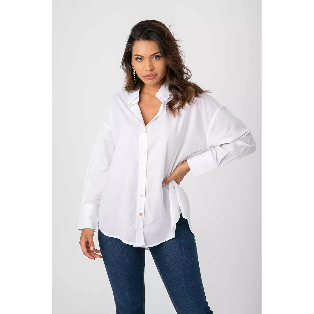 BUTTON FRONT PLAIN BLOUSE