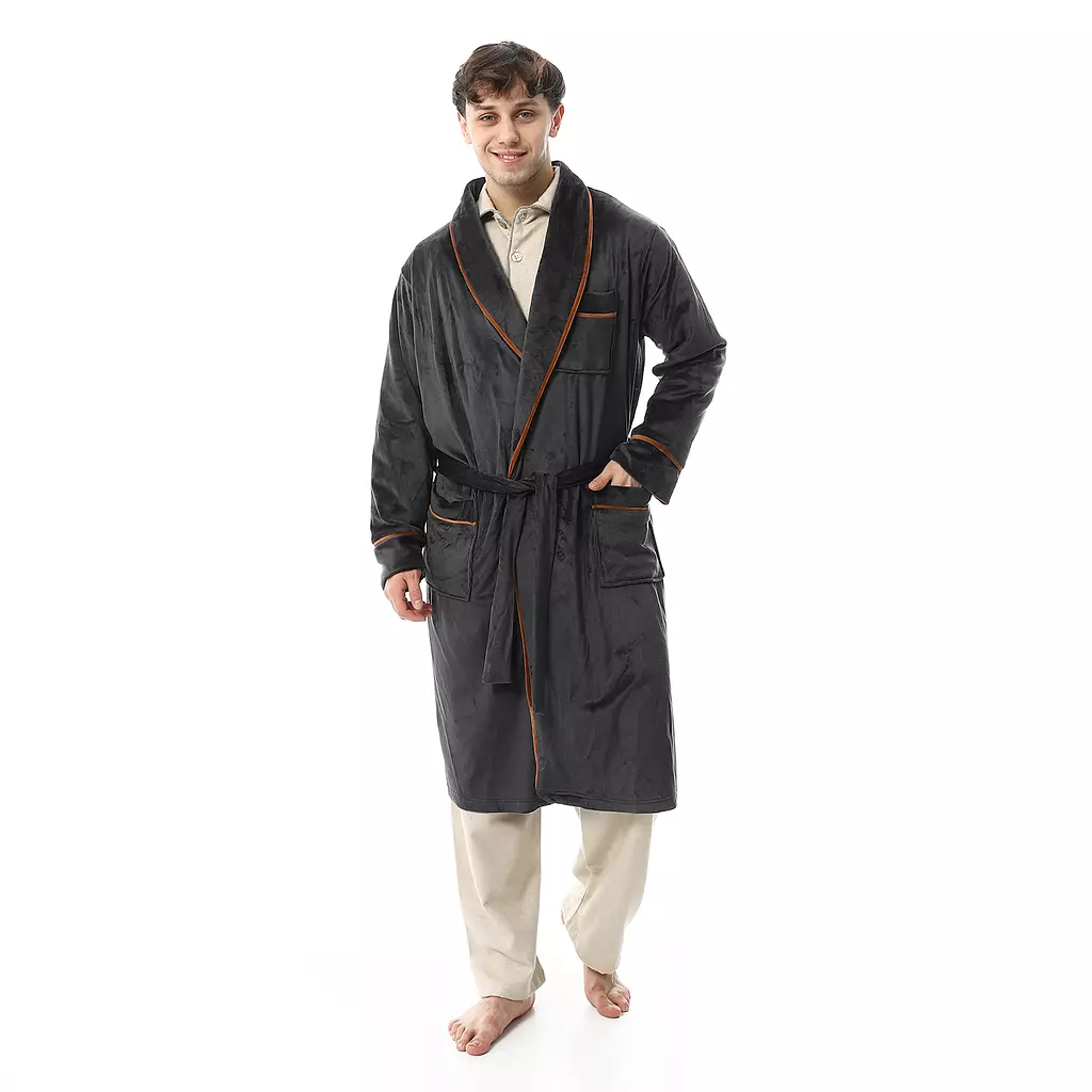 Shorto Men's Robe - Fleece - Dark Gray -2675