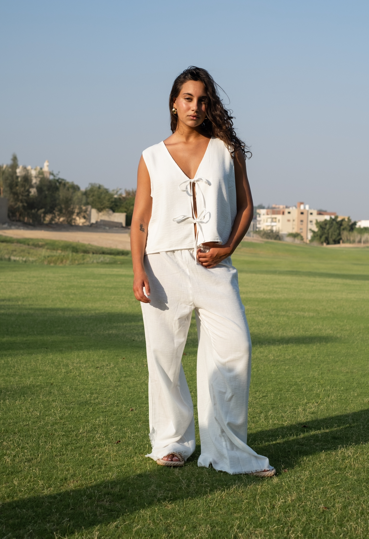 White Boho Linen Pants  1