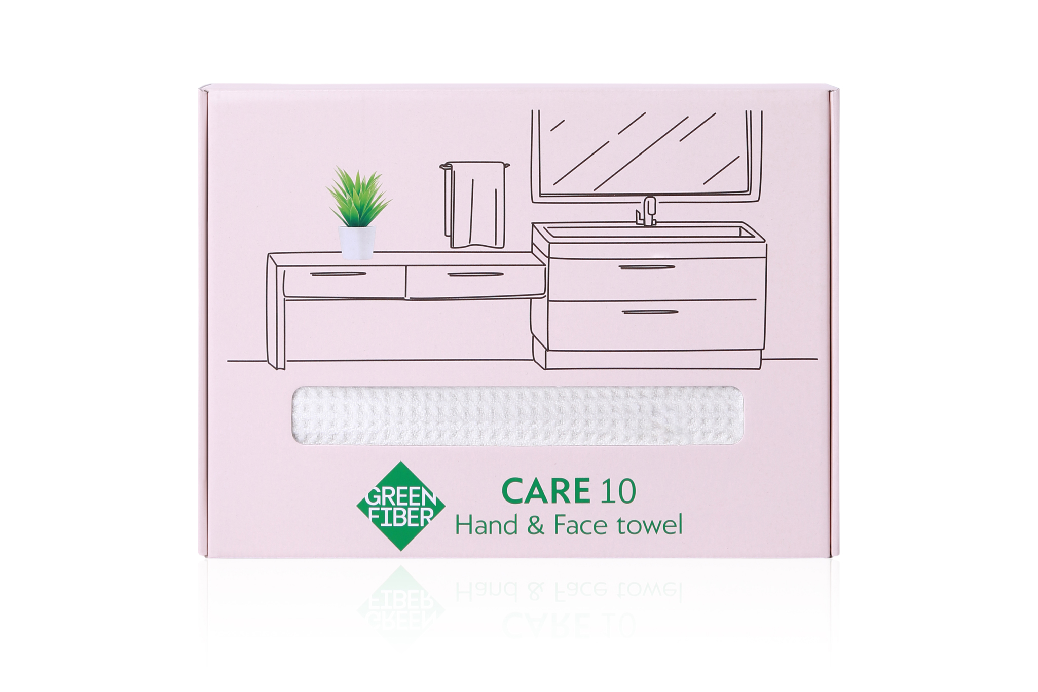 GREEN FIBER CARE 10 HAND & FACE TOWEL WAFFLE HAND AND FACE TOWEL, MILKY 2