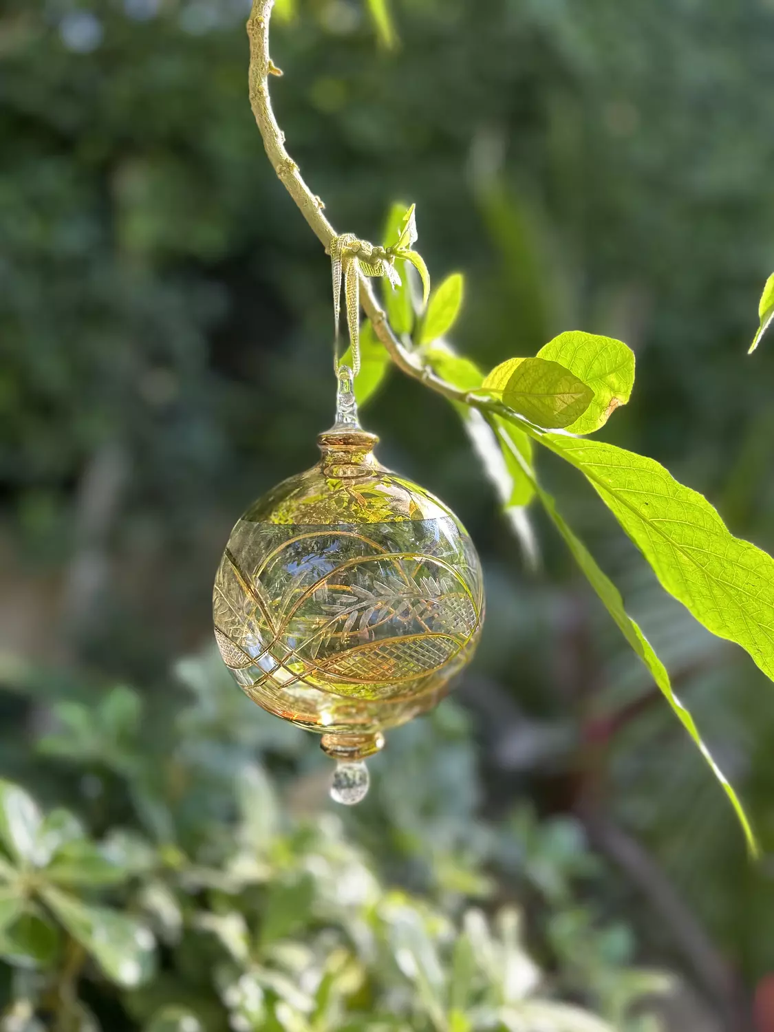 Christmas Glass Ornament (Gold Engravings)  2