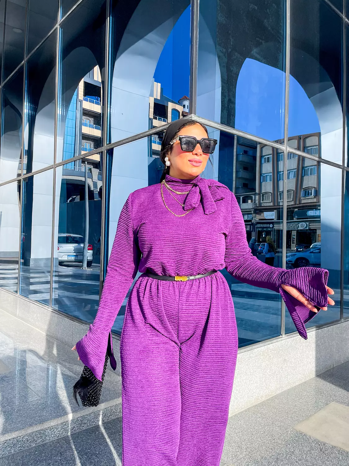 Purple jumpsuit two pieces  5