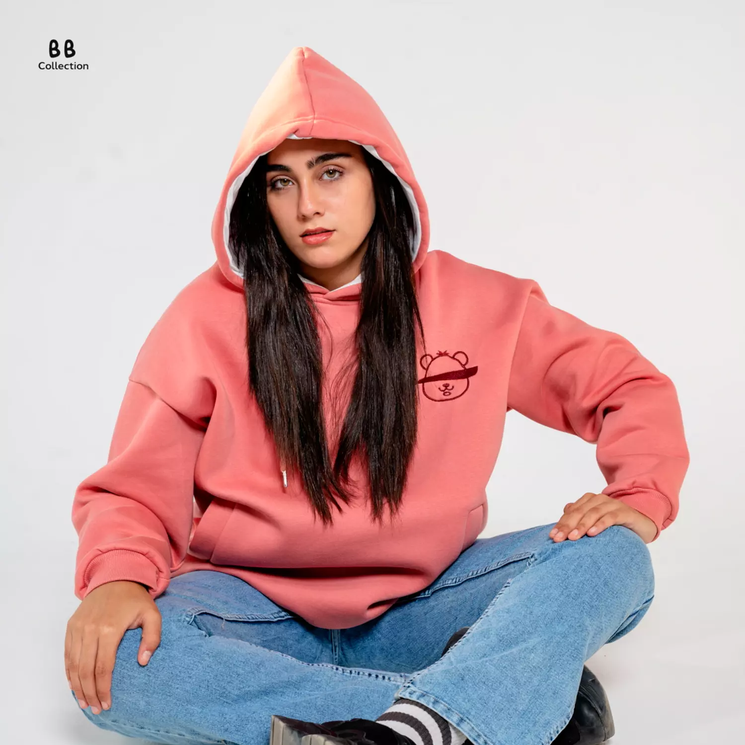 Pink unisex hoodie  2