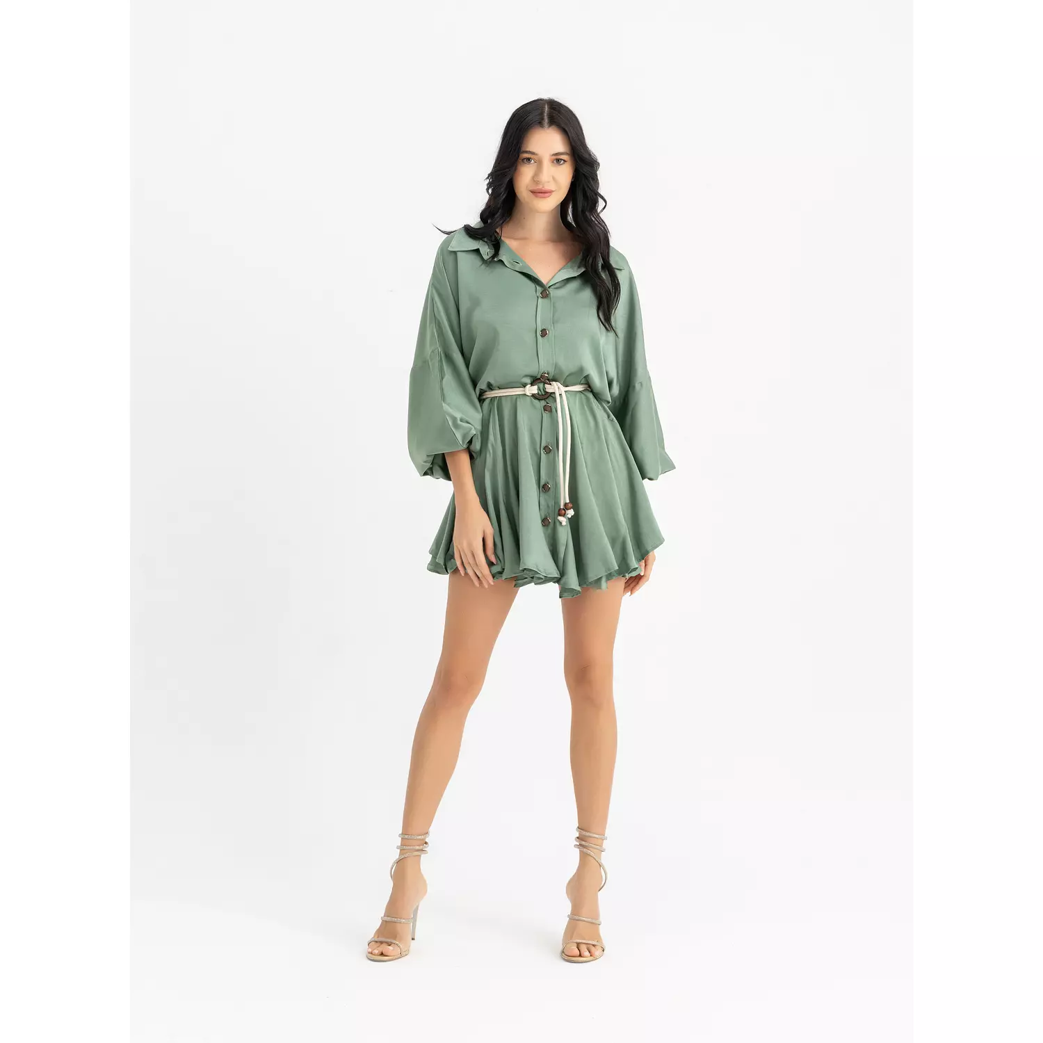 The TOUTA ruffled satin dress hover image