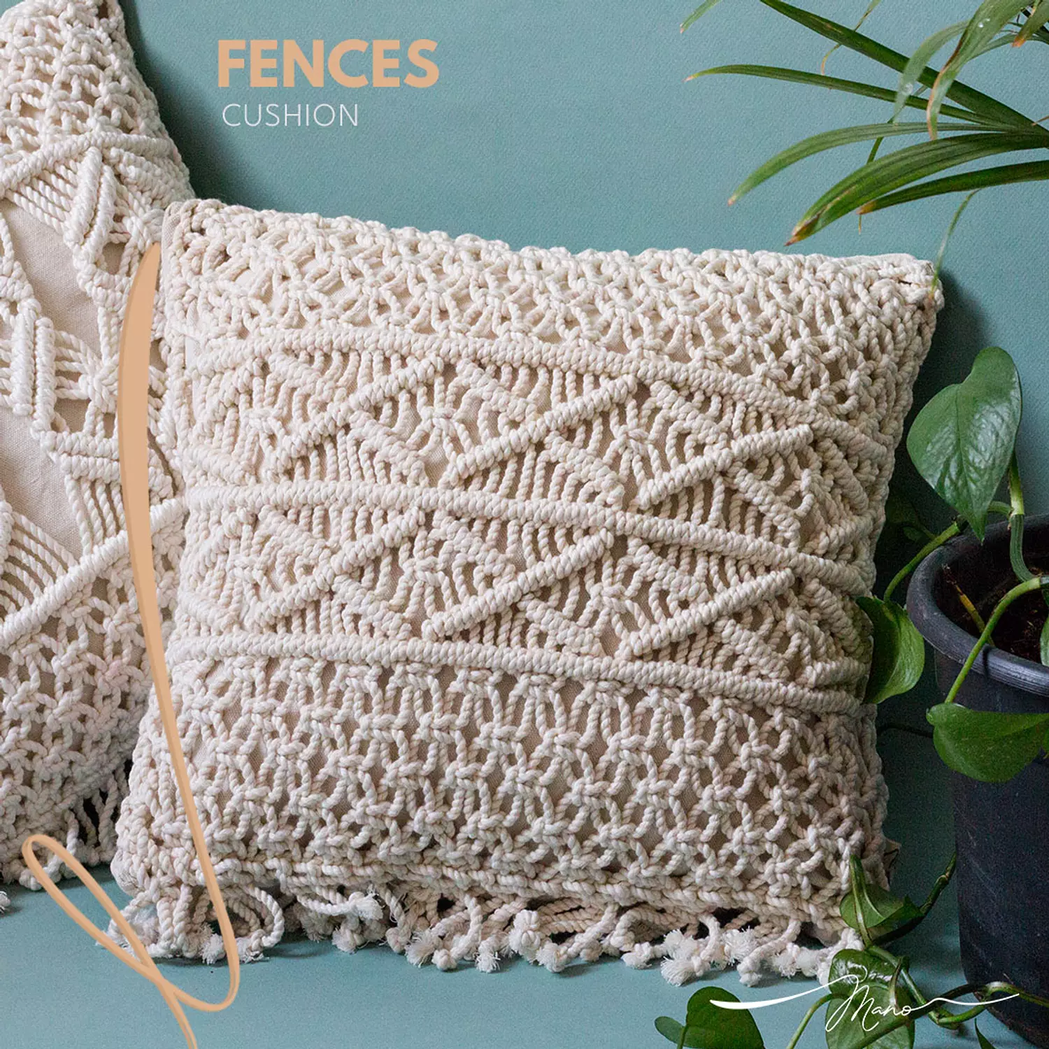 Fences Cotton Macrame Cushion  0