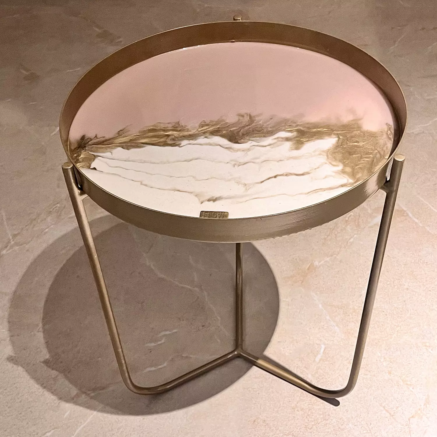 Rose-Pink / White Gold Steel Side-Table 4