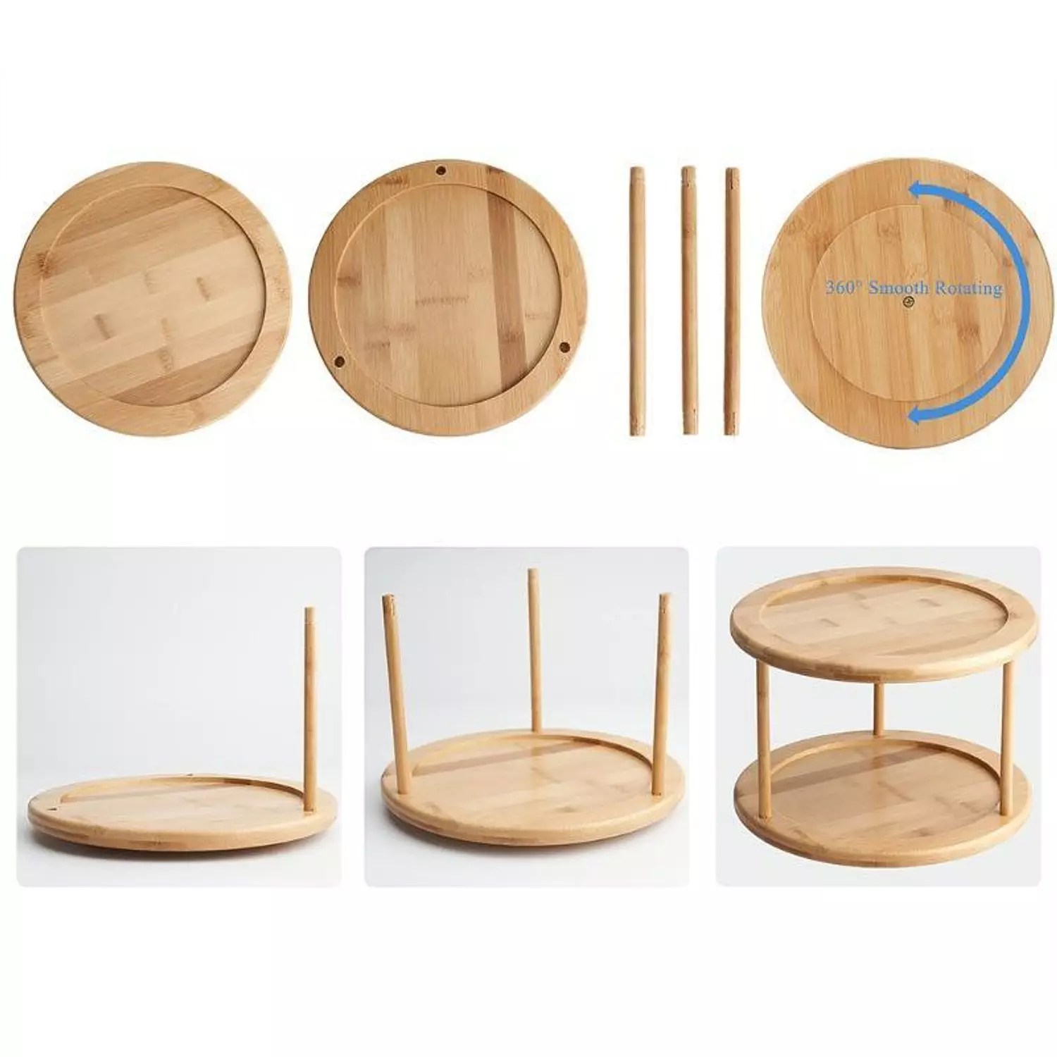 Bamboo Turntable Organizer - 2  Rack 4