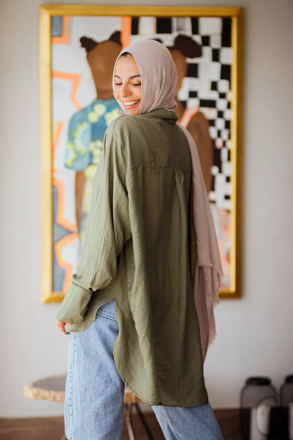 Olive oversized chemise 4