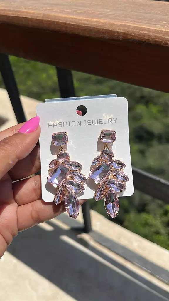 Rhinestone Baby Pink Earrings