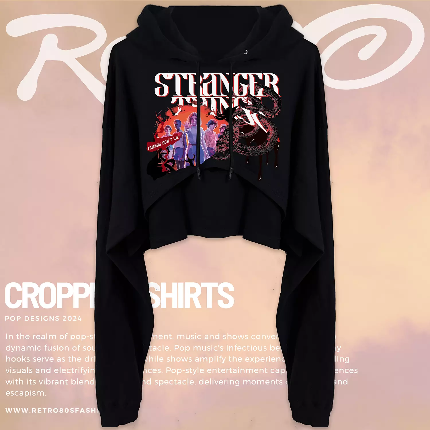 Stranger things Cropped Hoodie hover image
