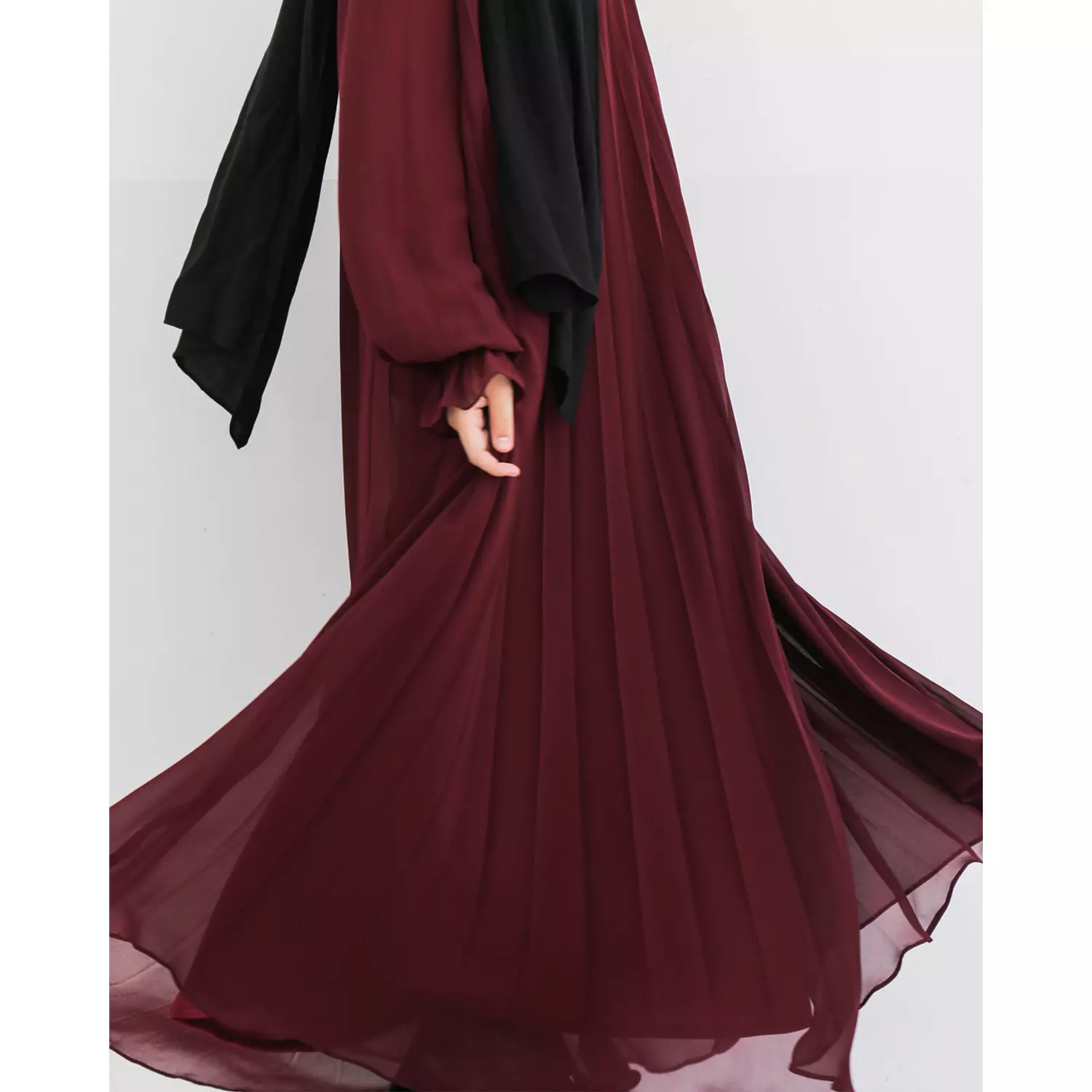 Burgundy Cloach Pleated Dress 2