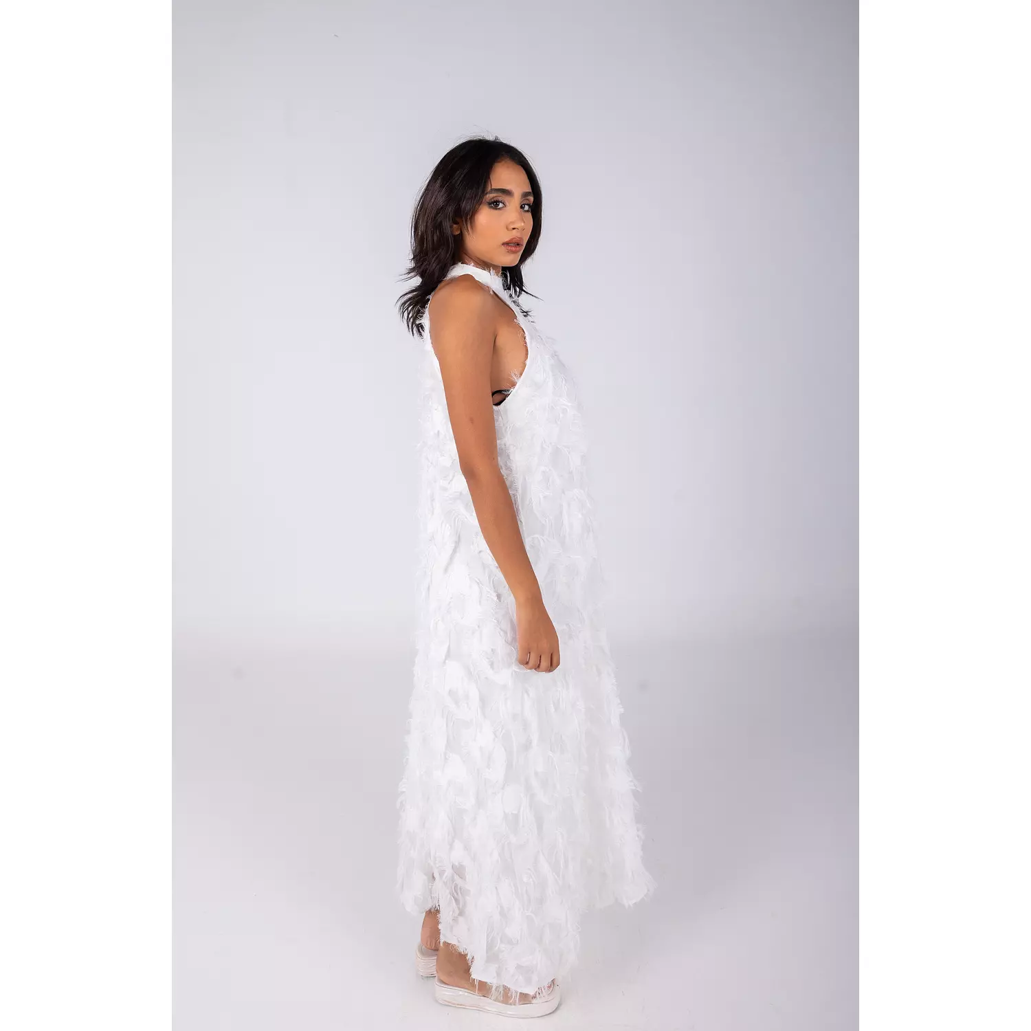 White Tassels Sleeveless Dress 5