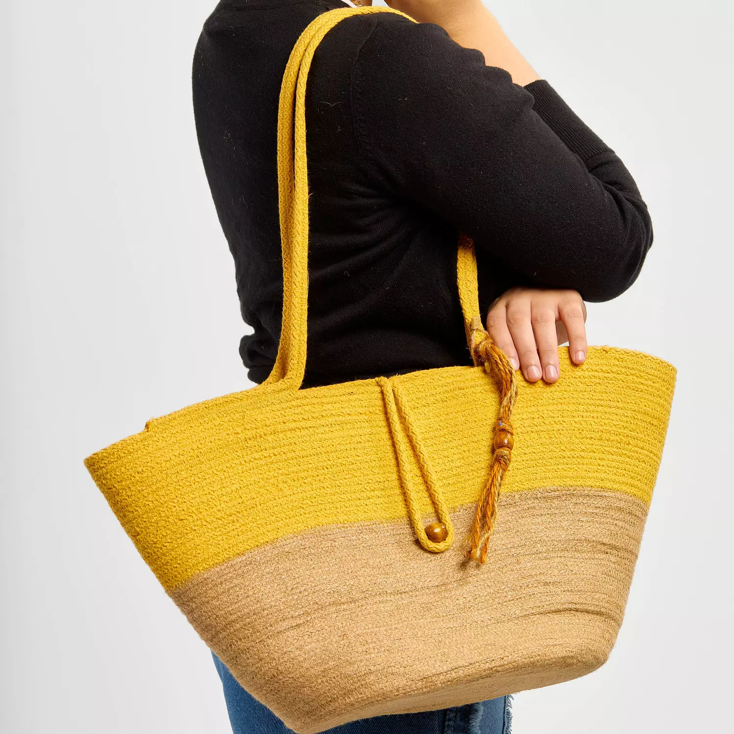 Shoulder Bag - Yellow & Jute-2nd-img