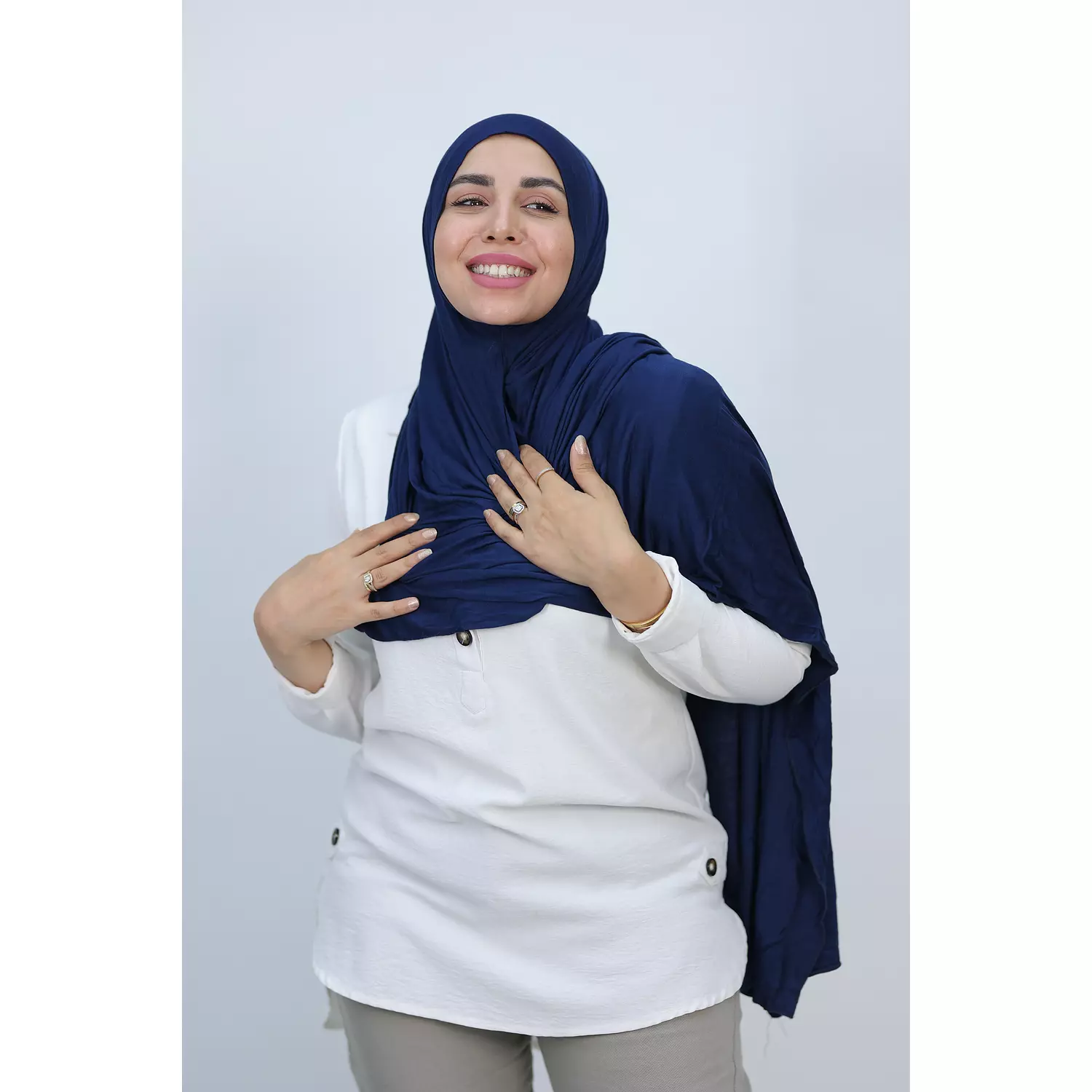 Jada Cotton Lycra Gel Hijab - Navy Blue 1