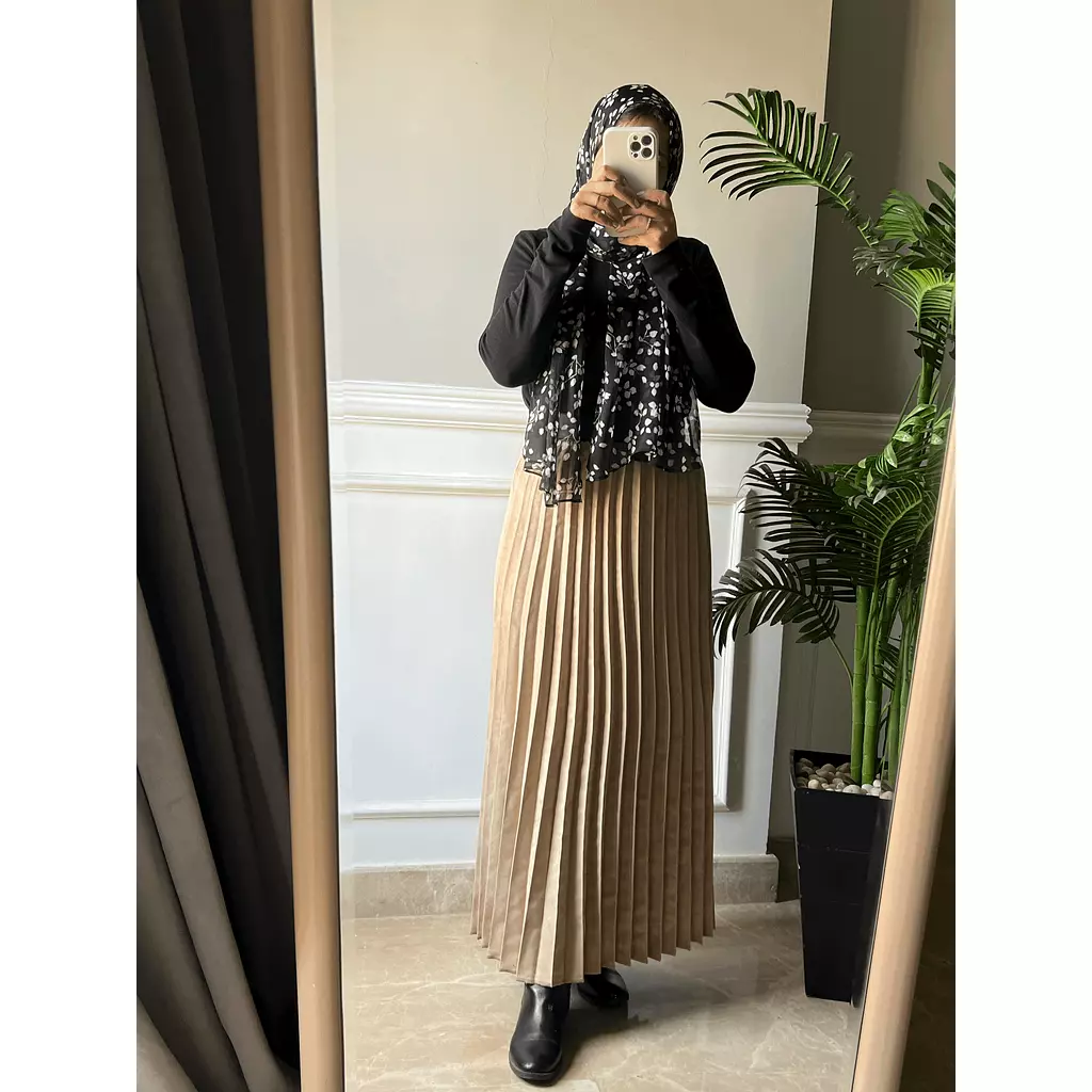 Plisse Skirt in Beige