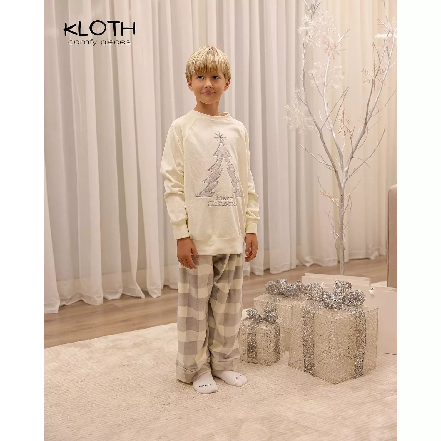 CHRISTMAS PAJAMAS FOR THE FAMILY (WHITE & GREY PLAID PANTS) 7