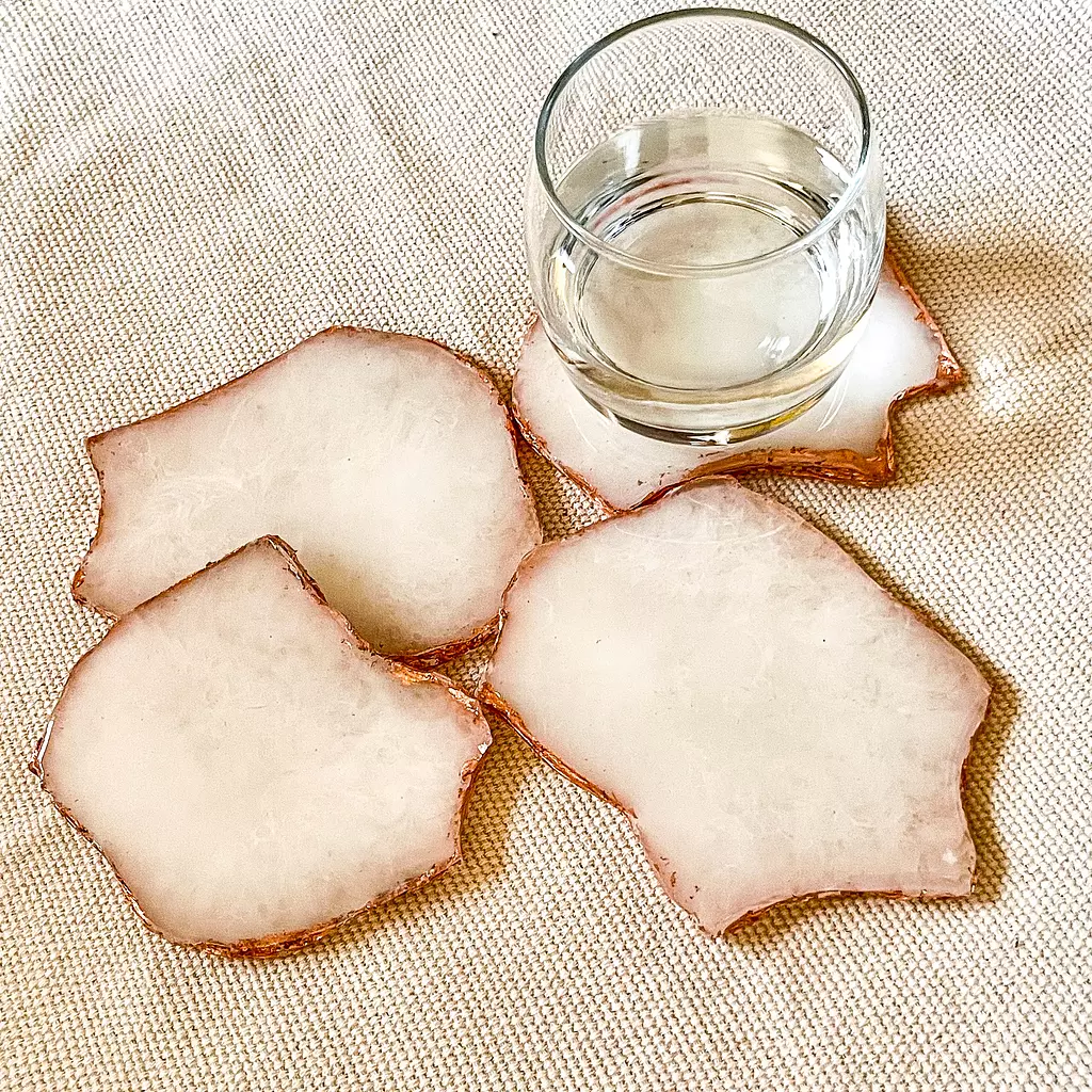 White/ Rose-gold agate coasters 