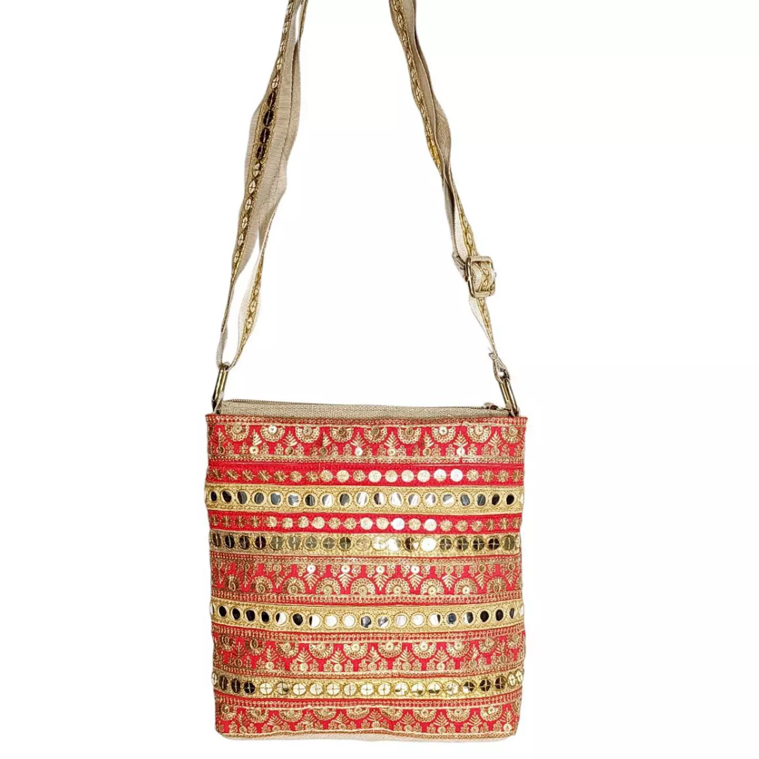 Red and golden ribbons cross-body bag (A.15-1) 1