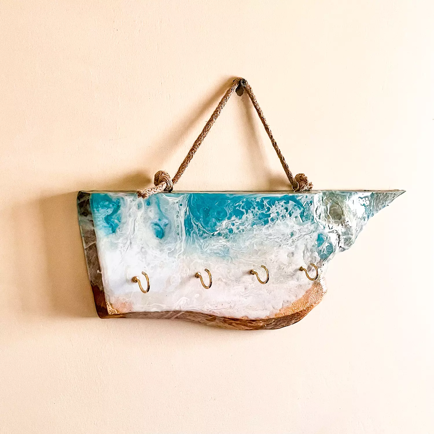 Turquoise Live Edge Key Holder-2nd-img