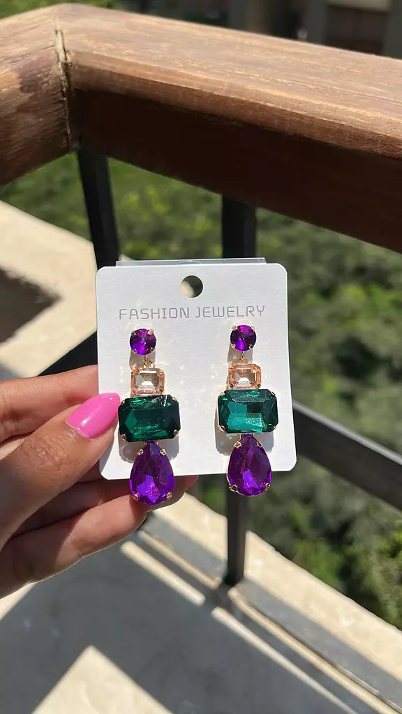 Rhinestone purple/green Earrings