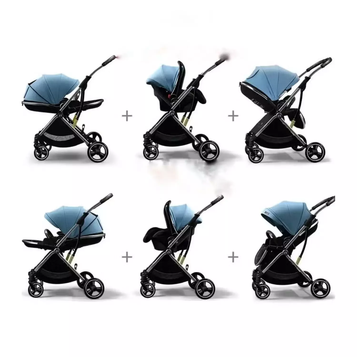  Stroller Umbrella X9 with carseat Luxury In Two Directions - Black 1